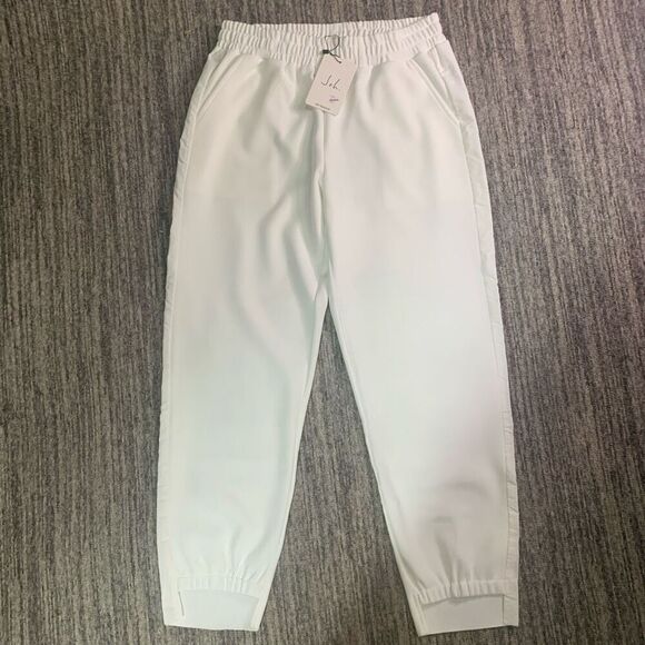 Joh Apparel Womens Large Elastic Waist Jogger Pants White Pockets‎ Stretc… - Picture 1 of 8